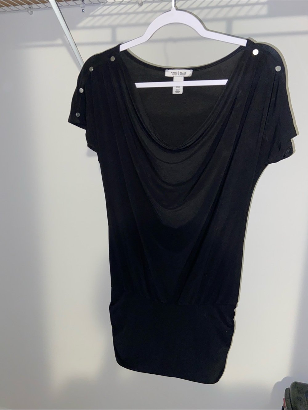 White House Black Market Black Drape-Neck Mini Dress